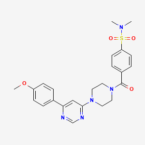 molecular formula C24H27N5O4S B2724524 4-(4-(6-(4-methoxyphenyl)pyrimidin-4-yl)piperazine-1-carbonyl)-N,N-dimethylbenzenesulfonamide CAS No. 1351589-21-3