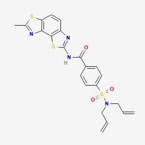 molecular formula C22H20N4O3S3 B2724536 4-[bis(prop-2-enyl)sulfamoyl]-N-(7-methyl-[1,3]thiazolo[5,4-e][1,3]benzothiazol-2-yl)benzamide CAS No. 394228-11-6