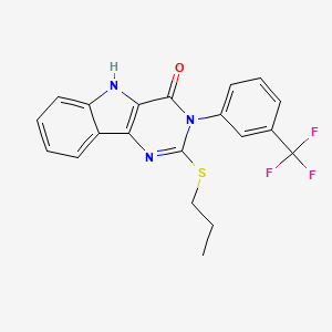 molecular formula C20H16F3N3OS B2724543 2-(propylthio)-3-(3-(trifluoromethyl)phenyl)-3H-pyrimido[5,4-b]indol-4(5H)-one CAS No. 536716-26-4