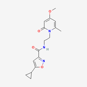 molecular formula C16H19N3O4 B2724544 5-cyclopropyl-N-(2-(4-methoxy-6-methyl-2-oxopyridin-1(2H)-yl)ethyl)isoxazole-3-carboxamide CAS No. 2034267-01-9