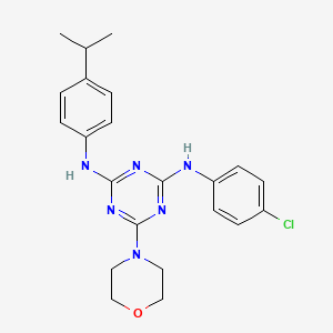 molecular formula C22H25ClN6O B2724560 N2-(4-chlorophenyl)-N4-(4-isopropylphenyl)-6-morpholino-1,3,5-triazine-2,4-diamine CAS No. 898648-67-4