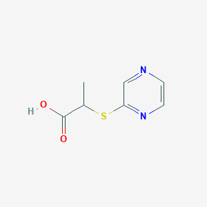 molecular formula C7H8N2O2S B2724569 2-(2-Pyrazinylsulfanyl)propanoic acid CAS No. 866042-20-8