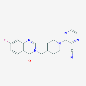 molecular formula C19H17FN6O B2724571 3-[4-[(7-Fluoro-4-oxoquinazolin-3-yl)methyl]piperidin-1-yl]pyrazine-2-carbonitrile CAS No. 2415522-84-6