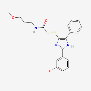 molecular formula C22H25N3O3S B2724623 2-((2-(3-methoxyphenyl)-5-phenyl-1H-imidazol-4-yl)thio)-N-(3-methoxypropyl)acetamide CAS No. 901240-82-2