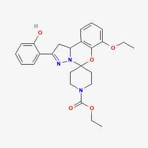 molecular formula C25H29N3O5 B2724637 Ethyl 7-ethoxy-2-(2-hydroxyphenyl)-1,10b-dihydrospiro[benzo[e]pyrazolo[1,5-c][1,3]oxazine-5,4'-piperidine]-1'-carboxylate CAS No. 899972-52-2