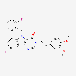 molecular formula C27H23F2N3O3 B2724643 3-(3,4-二甲氧基苯乙基)-8-氟-5-(2-氟苄基)-3H-嘧啶并[5,4-b]吲哚-4(5H)-酮 CAS No. 1189428-10-1