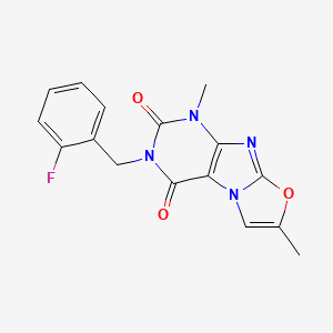 molecular formula C16H13FN4O3 B2724653 3-(2-氟苄基)-1,7-二甲氧噁唑并[2,3-f]嘌呤-2,4(1H,3H)-二酮 CAS No. 899751-28-1