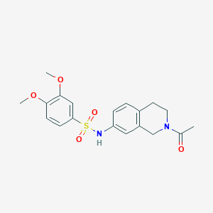 molecular formula C19H22N2O5S B2724654 N-(2-acetyl-1,2,3,4-tetrahydroisoquinolin-7-yl)-3,4-dimethoxybenzenesulfonamide CAS No. 955595-97-8