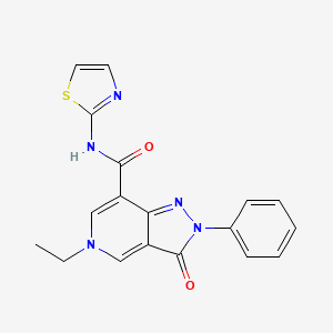 5-ethyl-3-oxo-2-phenyl-N-(thiazol-2-yl)-3,5-dihydro-2H-pyrazolo[4,3-c]pyridine-7-carboxamide