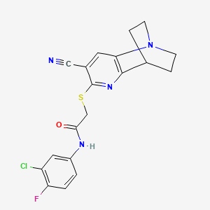 N-(3-chloro-4-fluorophenyl)-2-[(7-cyano-3,4-dihydro-2H-1,4-ethano-1,5-naphthyridin-6-yl)sulfanyl]acetamide