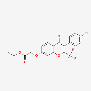 molecular formula C20H14ClF3O5 B2724681 乙酸乙酯{[3-(4-氯苯基)-4-氧代-2-(三氟甲基)-4H-香豆素-7-基]氧基} CAS No. 421566-69-0