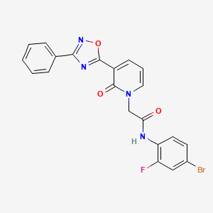 molecular formula C21H14BrFN4O3 B2724682 N-(4-bromo-2-fluorophenyl)-2-[2-oxo-3-(3-phenyl-1,2,4-oxadiazol-5-yl)pyridin-1(2H)-yl]acetamide CAS No. 1105200-63-2