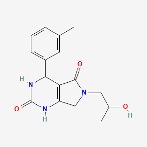molecular formula C16H19N3O3 B2724683 6-(2-hydroxypropyl)-4-(m-tolyl)-3,4,6,7-tetrahydro-1H-pyrrolo[3,4-d]pyrimidine-2,5-dione CAS No. 946325-21-9