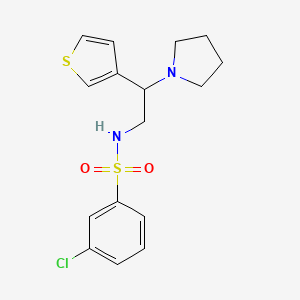 molecular formula C16H19ClN2O2S2 B2724686 3-氯-N-(2-(吡咯啉-1-基)-2-(噻吩-3-基)乙基)苯磺酰胺 CAS No. 954702-24-0