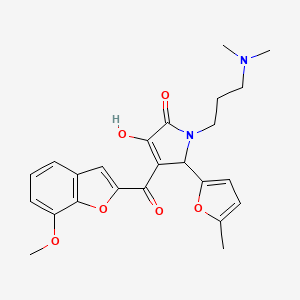 molecular formula C24H26N2O6 B2724698 1-(3-(二甲氨基)丙基)-3-羟基-4-(7-甲氧基苯并呋喃-2-甲酰)-5-(5-甲基呋喃-2-基)-1H-吡咯-2(5H)-酮 CAS No. 847364-29-8