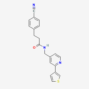 molecular formula C20H17N3OS B2724700 3-(4-cyanophenyl)-N-((2-(thiophen-3-yl)pyridin-4-yl)methyl)propanamide CAS No. 2034448-45-6