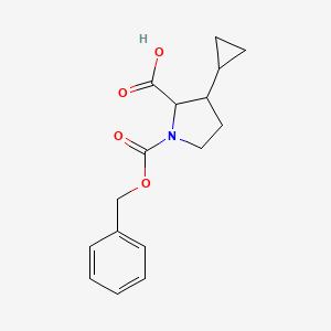 molecular formula C16H19NO4 B2724701 3-Cyclopropyl-1-phenylmethoxycarbonylpyrrolidine-2-carboxylic acid CAS No. 2287259-43-0