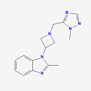 molecular formula C15H18N6 B2724705 2-Methyl-1-[1-[(2-methyl-1,2,4-triazol-3-yl)methyl]azetidin-3-yl]benzimidazole CAS No. 2380144-95-4