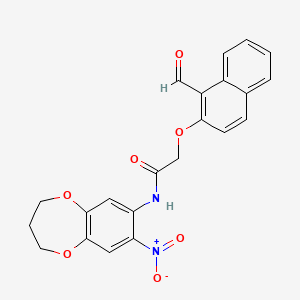 molecular formula C22H18N2O7 B2724706 2-(1-formylnaphthalen-2-yl)oxy-N-(7-nitro-3,4-dihydro-2H-1,5-benzodioxepin-8-yl)acetamide CAS No. 1030769-58-4