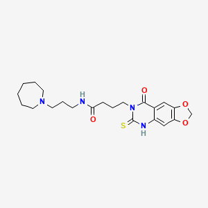 molecular formula C22H30N4O4S B2724712 N-[3-(azepan-1-yl)propyl]-4-(8-oxo-6-sulfanylidene-5H-[1,3]dioxolo[4,5-g]quinazolin-7-yl)butanamide CAS No. 688054-37-7