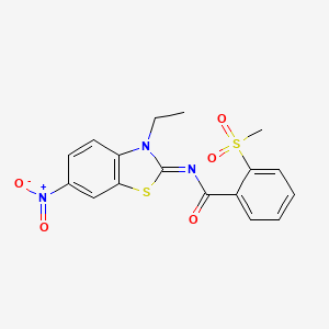 (E)-N-(3-ethyl-6-nitrobenzo[d]thiazol-2(3H)-ylidene)-2-(methylsulfonyl)benzamide