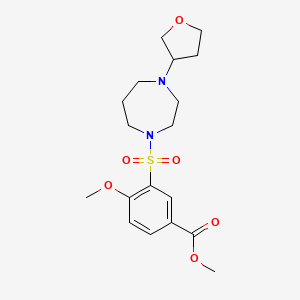 molecular formula C18H26N2O6S B2724734 Methyl 4-methoxy-3-((4-(tetrahydrofuran-3-yl)-1,4-diazepan-1-yl)sulfonyl)benzoate CAS No. 2319640-72-5
