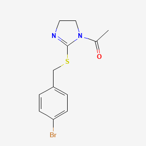 molecular formula C12H13BrN2OS B2724736 1-[2-[(4-溴苯基)甲基硫基]-4,5-二氢咪唑-1-基]乙酮 CAS No. 851800-34-5