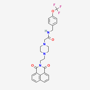 molecular formula C28H27F3N4O4 B2724737 2-(4-(2-(1,3-dioxo-1H-benzo[de]isoquinolin-2(3H)-yl)ethyl)piperazin-1-yl)-N-(4-(trifluoromethoxy)benzyl)acetamide CAS No. 2034390-88-8