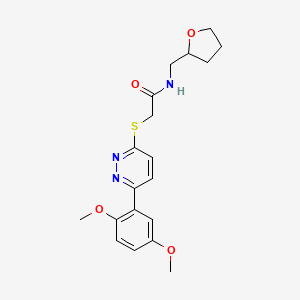 molecular formula C19H23N3O4S B2724761 2-((6-(2,5-dimethoxyphenyl)pyridazin-3-yl)thio)-N-((tetrahydrofuran-2-yl)methyl)acetamide CAS No. 900008-92-6