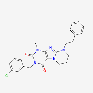 molecular formula C24H24ClN5O2 B2724768 3-(3-chlorobenzyl)-1-methyl-9-phenethyl-6,7,8,9-tetrahydropyrimido[2,1-f]purine-2,4(1H,3H)-dione CAS No. 876151-15-4