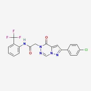molecular formula C20H13ClF3N5O2 B2724769 2-(8-(4-氯苯基)-(氧代)吡唑并[1,5-d][1,2,4]三唑-1-基)-N-(2-(三氟甲基)苯基)乙酰胺 CAS No. 1021046-07-0