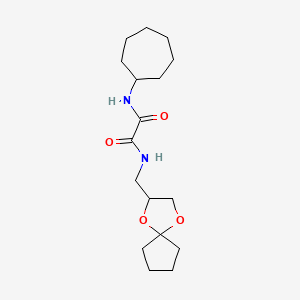 molecular formula C17H28N2O4 B2724798 N1-(1,4-dioxaspiro[4.4]nonan-2-ylmethyl)-N2-cycloheptyloxalamide CAS No. 899963-14-5