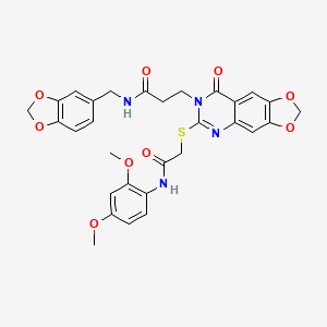 N-(1,3-benzodioxol-5-ylmethyl)-3-[6-({2-[(2,4-dimethoxyphenyl)amino]-2-oxoethyl}thio)-8-oxo[1,3]dioxolo[4,5-g]quinazolin-7(8H)-yl]propanamide