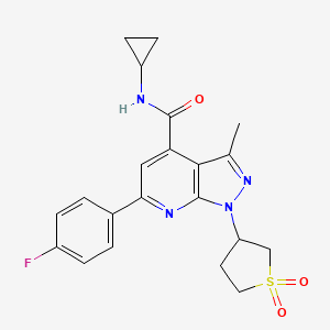 molecular formula C21H21FN4O3S B2724802 N-cyclopropyl-1-(1,1-dioxidotetrahydrothiophen-3-yl)-6-(4-fluorophenyl)-3-methyl-1H-pyrazolo[3,4-b]pyridine-4-carboxamide CAS No. 1021250-59-8