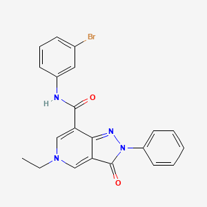 molecular formula C21H17BrN4O2 B2724803 N-(3-bromophenyl)-5-ethyl-3-oxo-2-phenyl-3,5-dihydro-2H-pyrazolo[4,3-c]pyridine-7-carboxamide CAS No. 923686-41-3