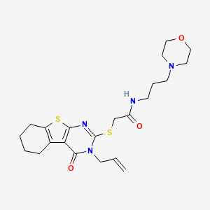molecular formula C22H30N4O3S2 B2724811 N-(3-morpholin-4-ylpropyl)-2-[(4-oxo-3-prop-2-enyl-5,6,7,8-tetrahydro-[1]benzothiolo[2,3-d]pyrimidin-2-yl)sulfanyl]acetamide CAS No. 325693-37-6
