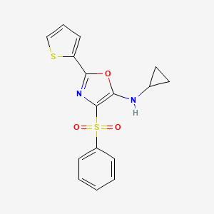 molecular formula C16H14N2O3S2 B2724814 4-(苯磺酰)-N-环丙基-2-噻吩-2-基-1,3-氧杂唑-5-胺 CAS No. 627833-34-5