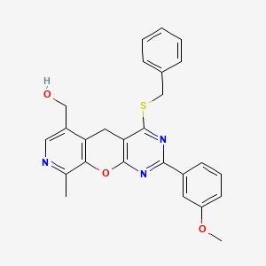 molecular formula C26H23N3O3S B2724835 (4-(苄硫基)-2-(3-甲氧基苯基)-9-甲基-5H-吡啶并[4',3':5,6]吡喃[2,3-d]嘧啶-6-基)甲醇 CAS No. 892380-76-6