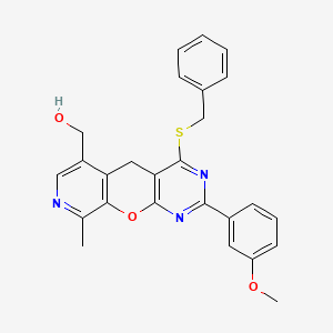 molecular formula C26H23N3O3S B2724835 (4-(benzylthio)-2-(3-methoxyphenyl)-9-methyl-5H-pyrido[4',3':5,6]pyrano[2,3-d]pyrimidin-6-yl)methanol CAS No. 892380-76-6