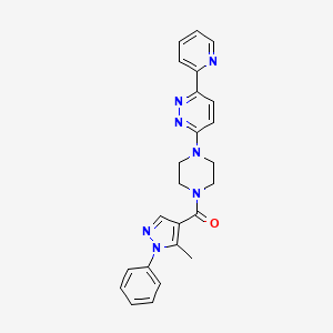 molecular formula C24H23N7O B2724837 (5-methyl-1-phenyl-1H-pyrazol-4-yl)(4-(6-(pyridin-2-yl)pyridazin-3-yl)piperazin-1-yl)methanone CAS No. 1257551-51-1