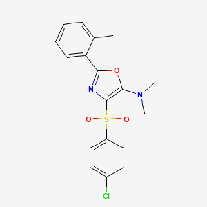 4-(4-chlorophenyl)sulfonyl-N,N-dimethyl-2-(2-methylphenyl)-1,3-oxazol-5-amine