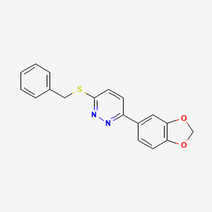 molecular formula C18H14N2O2S B2724855 3-(1,3-Benzodioxol-5-yl)-6-benzylsulfanylpyridazine CAS No. 872695-34-6