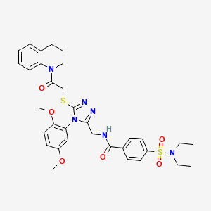molecular formula C33H38N6O6S2 B2724862 4-(diethylsulfamoyl)-N-[[5-[2-(3,4-dihydro-2H-quinolin-1-yl)-2-oxoethyl]sulfanyl-4-(2,5-dimethoxyphenyl)-1,2,4-triazol-3-yl]methyl]benzamide CAS No. 394243-44-8