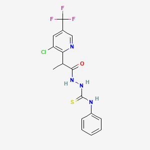 molecular formula C16H14ClF3N4OS B2724863 2-(2-(3-Chloro-5-(trifluoromethyl)-2-pyridinyl)propanoyl)-N-phenylhydrazinecarbothioamide CAS No. 339010-56-9