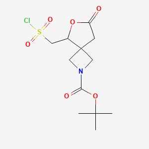 molecular formula C12H18ClNO6S B2724865 Tert-butyl 5-[(chlorosulfonyl)methyl]-7-oxo-6-oxa-2-azaspiro[3.4]octane-2-carboxylate CAS No. 2225144-48-7