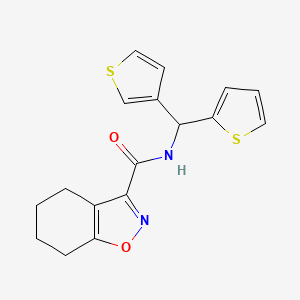 molecular formula C17H16N2O2S2 B2724870 N-(thiophen-2-yl(thiophen-3-yl)methyl)-4,5,6,7-tetrahydrobenzo[d]isoxazole-3-carboxamide CAS No. 2034514-85-5
