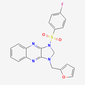 molecular formula C20H15FN4O3S B2724871 1-((4-fluorophenyl)sulfonyl)-3-(furan-2-ylmethyl)-2,3-dihydro-1H-imidazo[4,5-b]quinoxaline CAS No. 845803-97-6