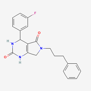 molecular formula C21H20FN3O2 B2724884 4-(3-fluorophenyl)-6-(3-phenylpropyl)-3,4,6,7-tetrahydro-1H-pyrrolo[3,4-d]pyrimidine-2,5-dione CAS No. 946372-94-7