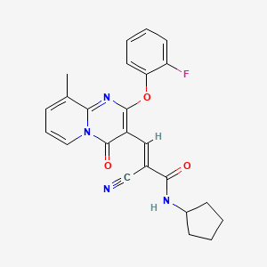 molecular formula C24H21FN4O3 B2724885 (E)-2-cyano-N-cyclopentyl-3-(2-(2-fluorophenoxy)-9-methyl-4-oxo-4H-pyrido[1,2-a]pyrimidin-3-yl)acrylamide CAS No. 620536-76-7