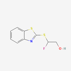 molecular formula C9H8FNOS2 B2724889 2-(1,3-Benzothiazol-2-ylsulfanyl)-2-fluoro-1-ethanol CAS No. 477889-73-9